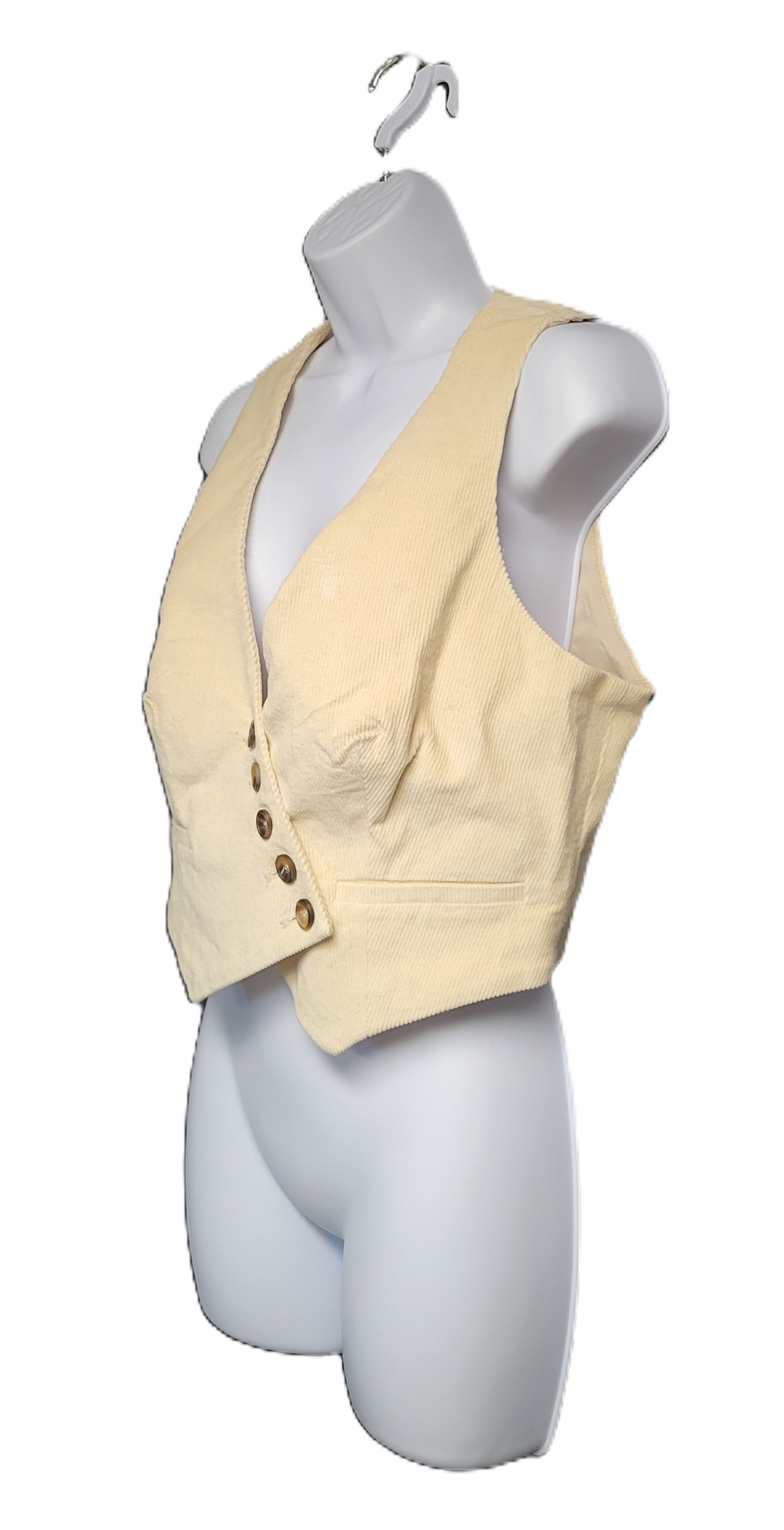 MINKPINK Thea Cord Waistcoat in Cream Size Medium