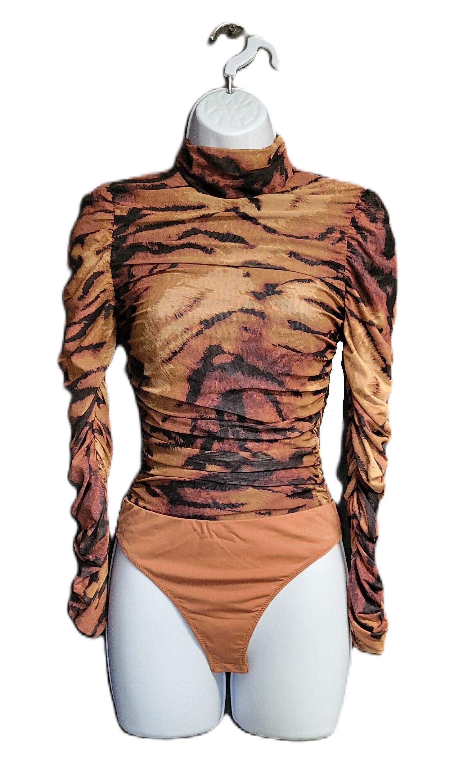 Camila Coelho Lara Bodysuit in Black Tiger Stripe Size X-Small