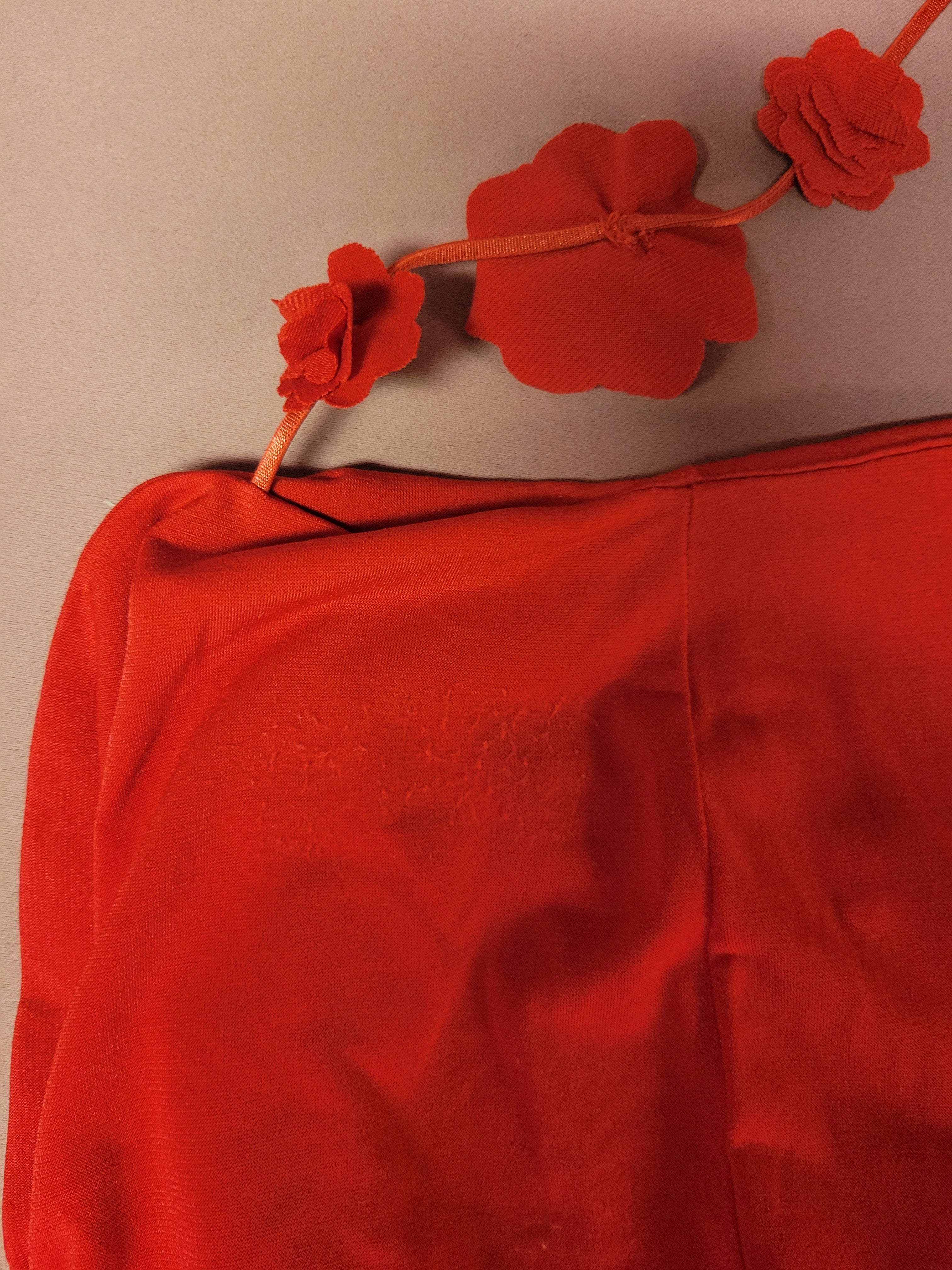 Musier Paris Nuovo Top With Flower Straps in Red Size 36