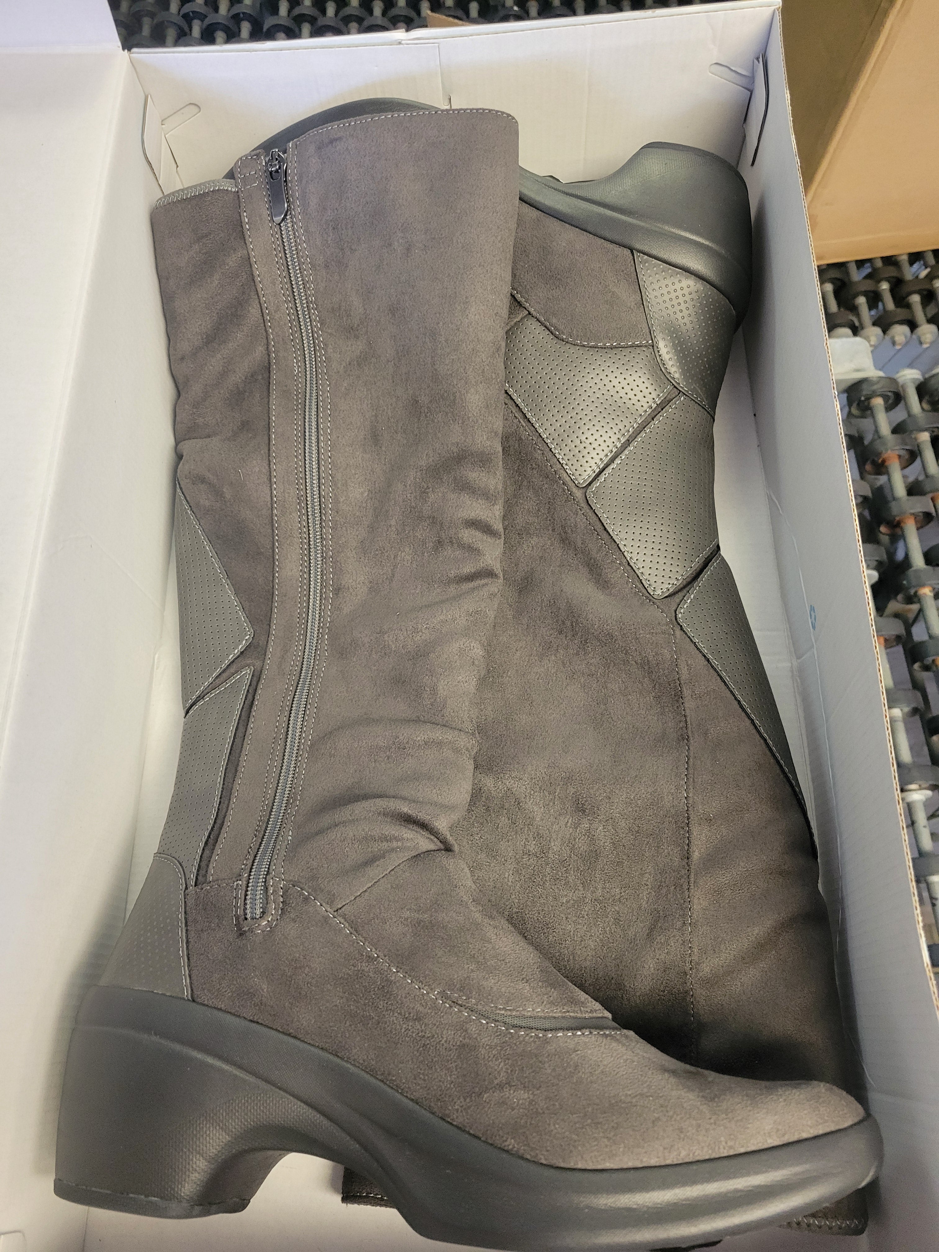 Bzees Wish List washable zip-up tall boot in Gray