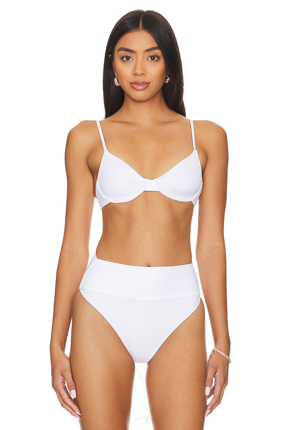 BEACH RIOT Camilla Bikini Top in White Size Small