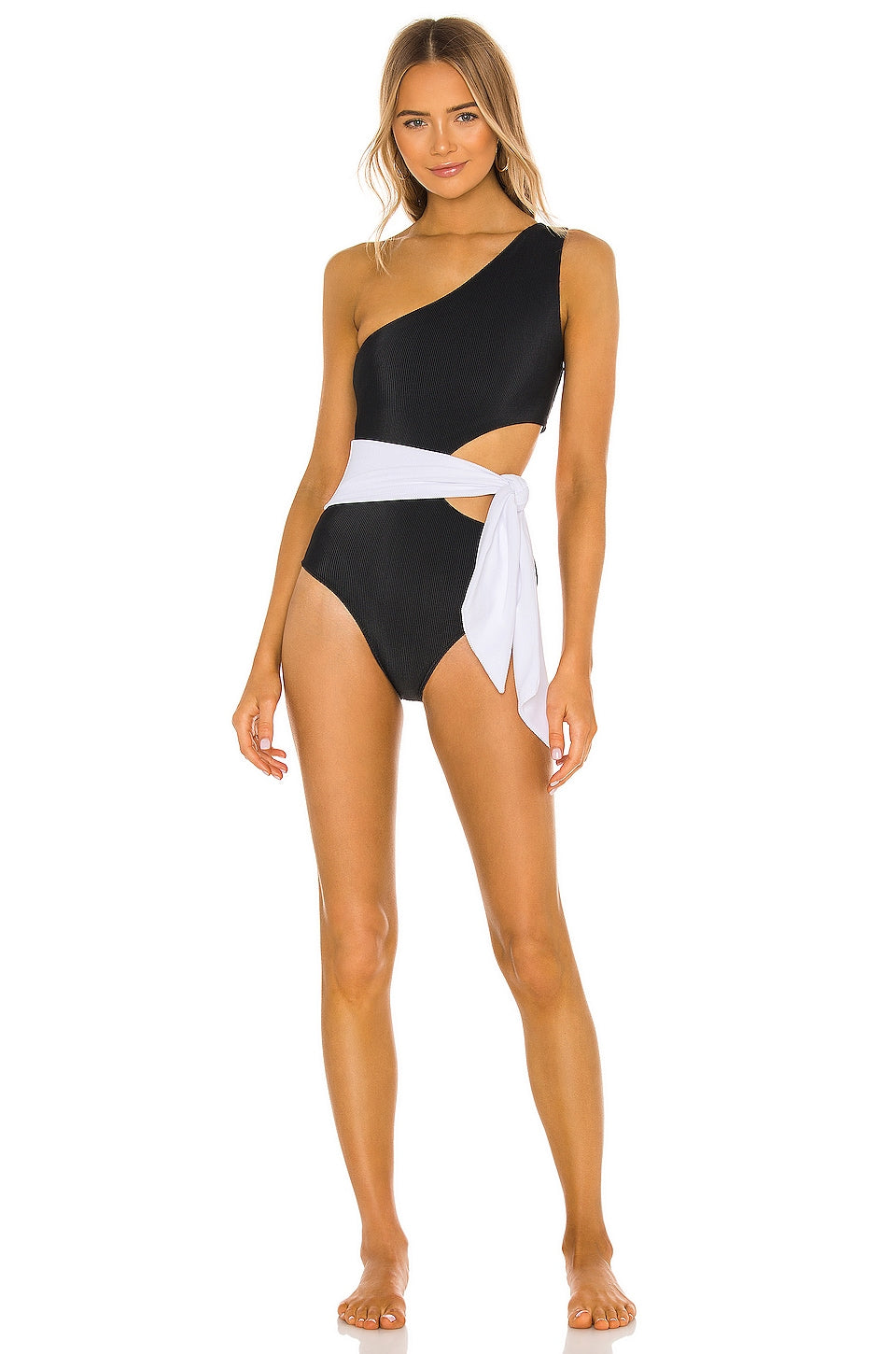 BEACH RIOT Carlie One Piece in Black & White SIZE MEDIUM