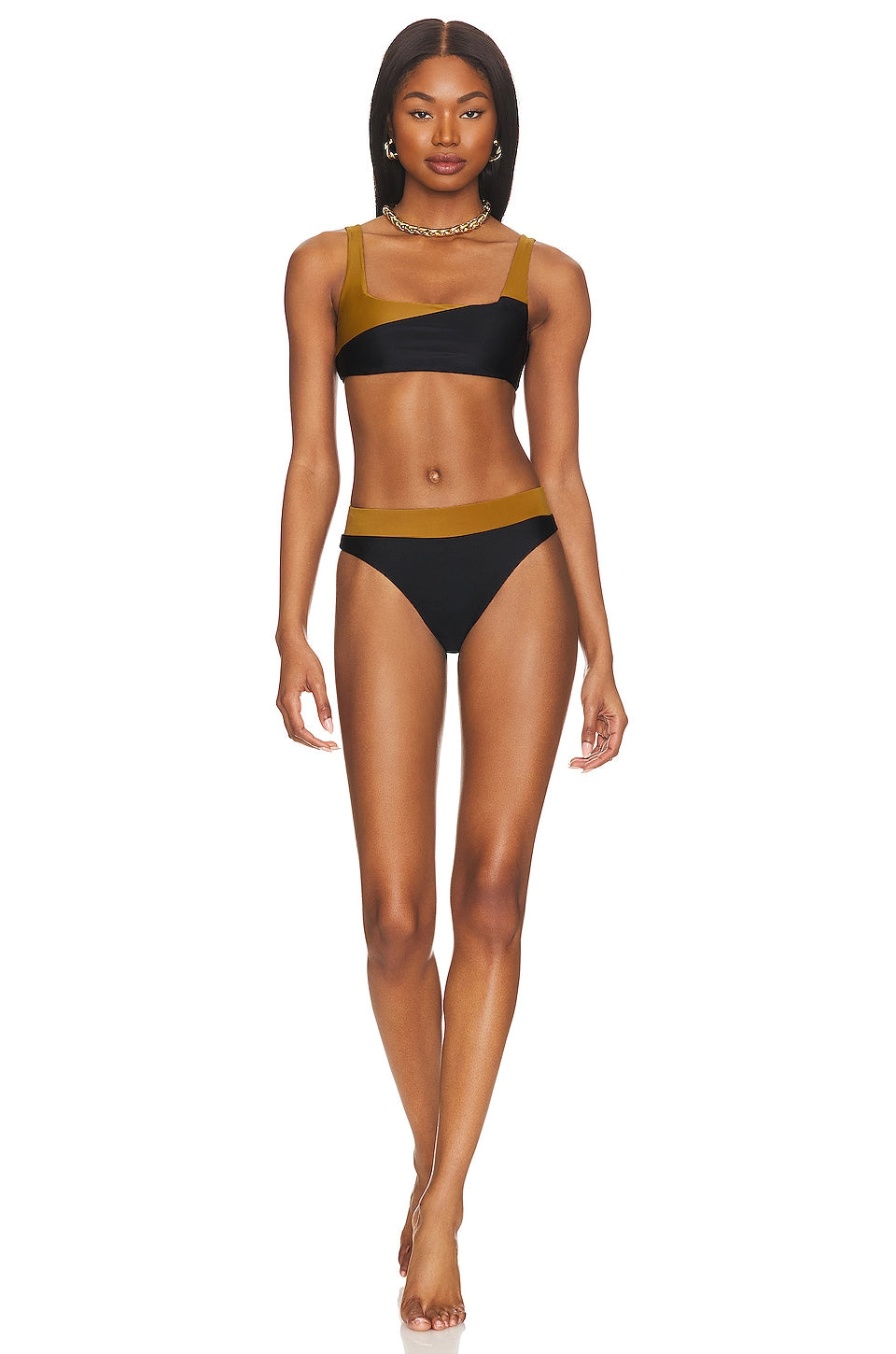 Camila Coelho Santos Bottom in Black & Tan Size X-Small