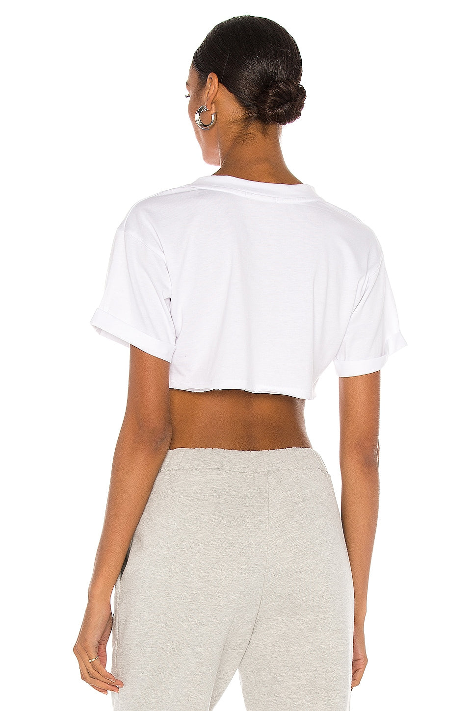 h:ours Super Cropped Pocket Tee in White Size X-Small