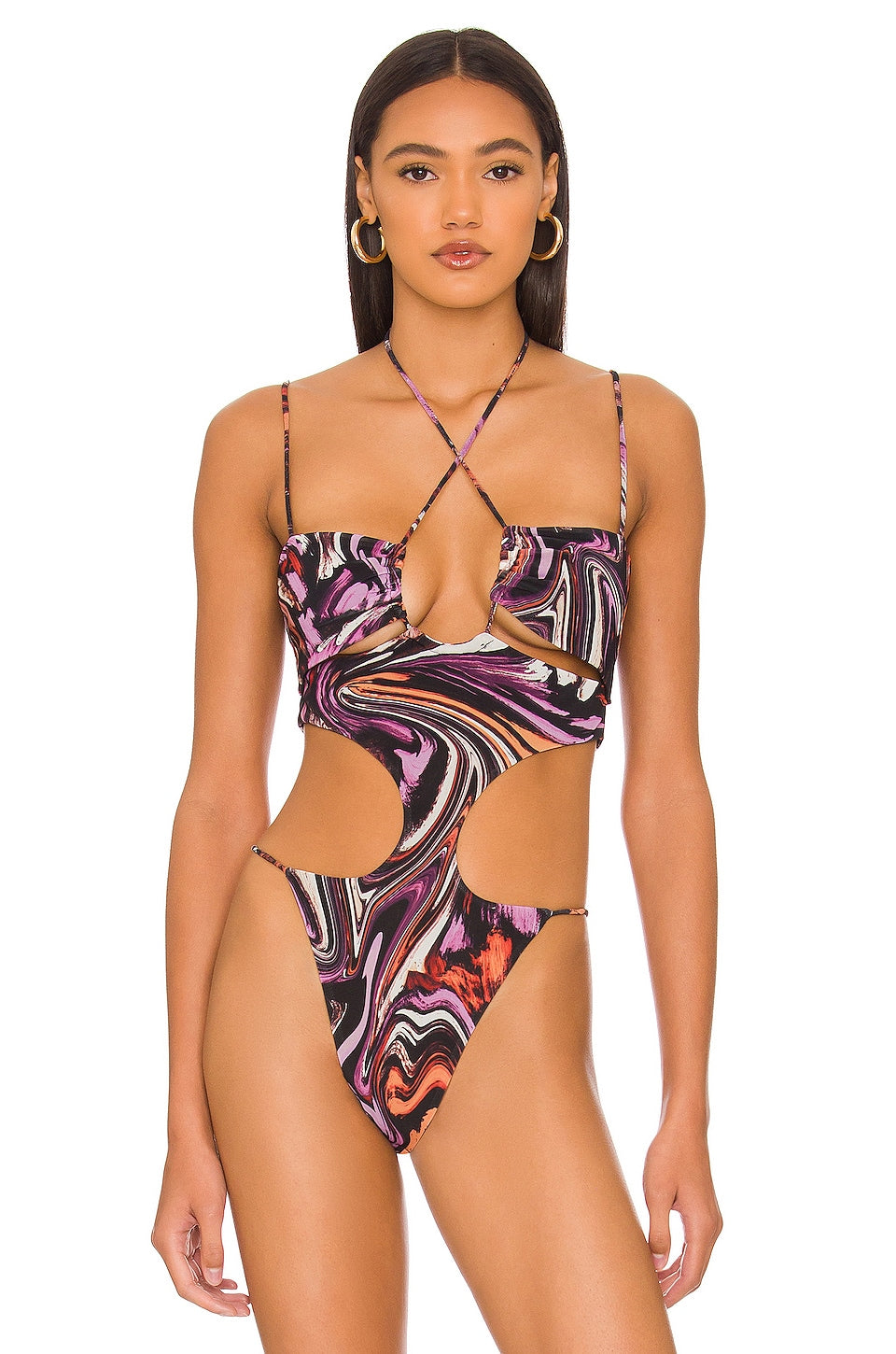 h:ours Rexie Bodysuit in Multi Swirl Print Size Small