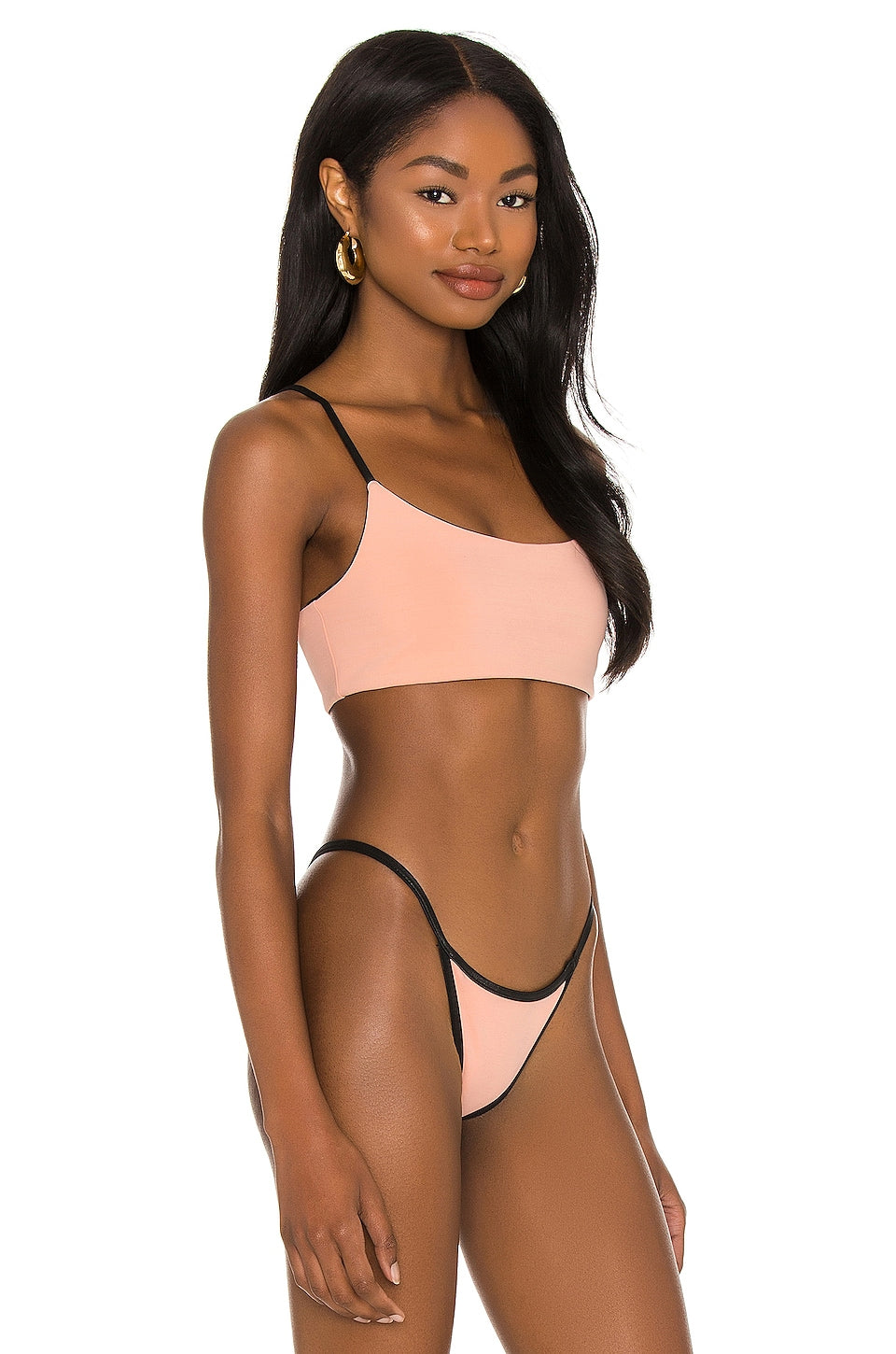 KORAL Gal Reversible Blackout Bikini Top in Pompano Orange & Black SIZE SMALL