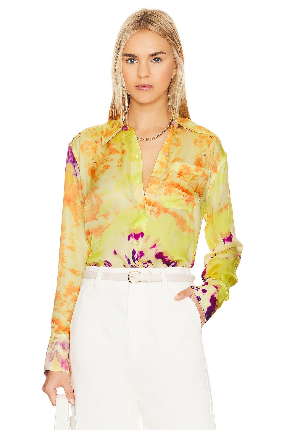 L'Academie Lenae Shirt in Multi Vesper Tie Dye Size Medium