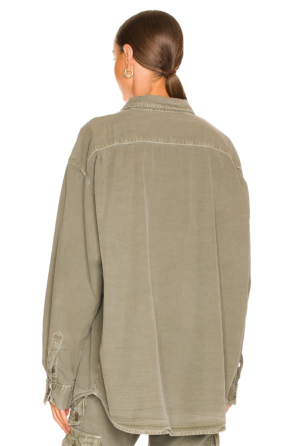 NSF Busy Oversized Boyfriend Shirt in Pigment Army Size Medium