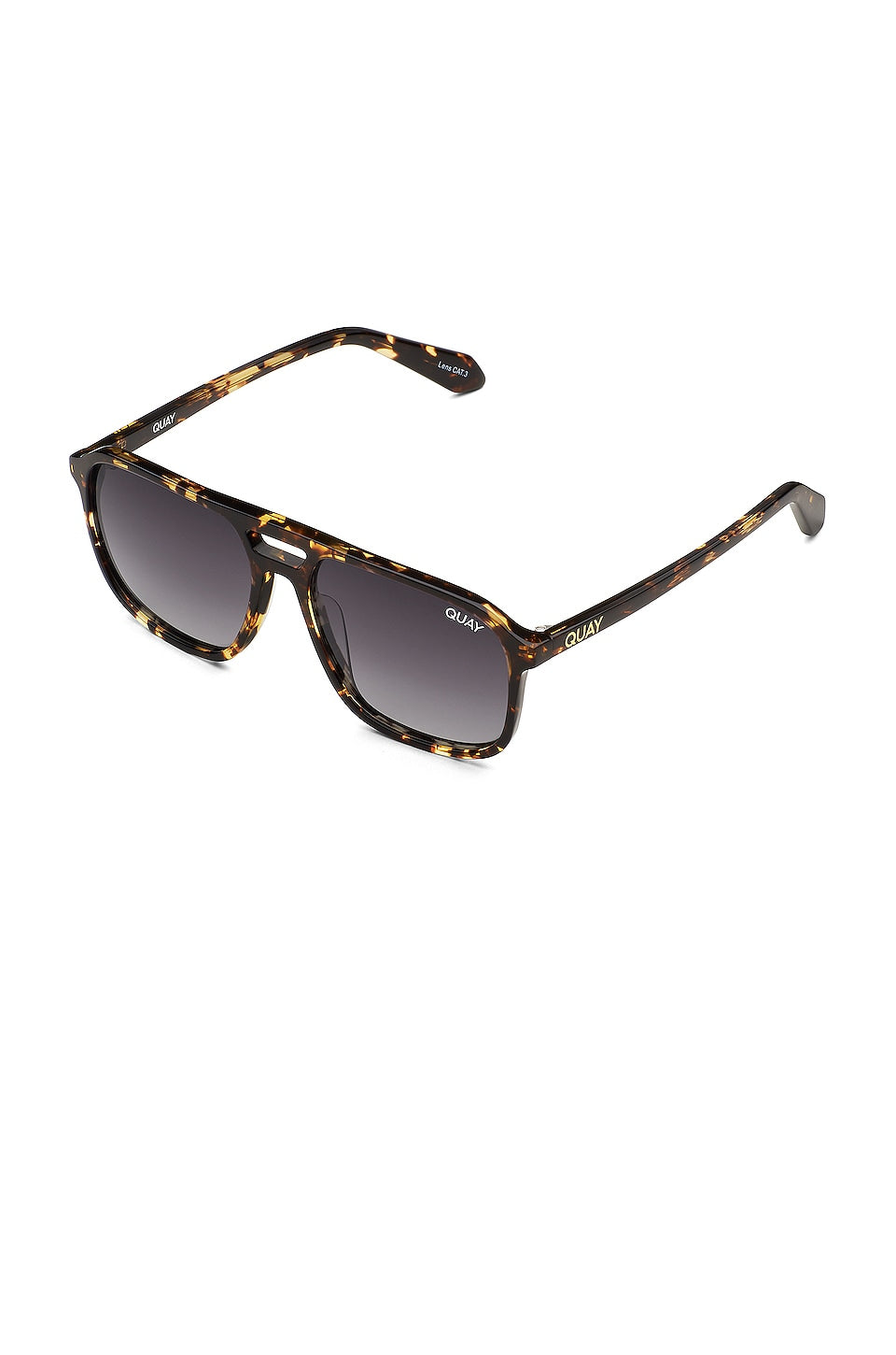 Quay On The Fly Sunglasses in Yellow Tort & Smoke Gradient Polarized