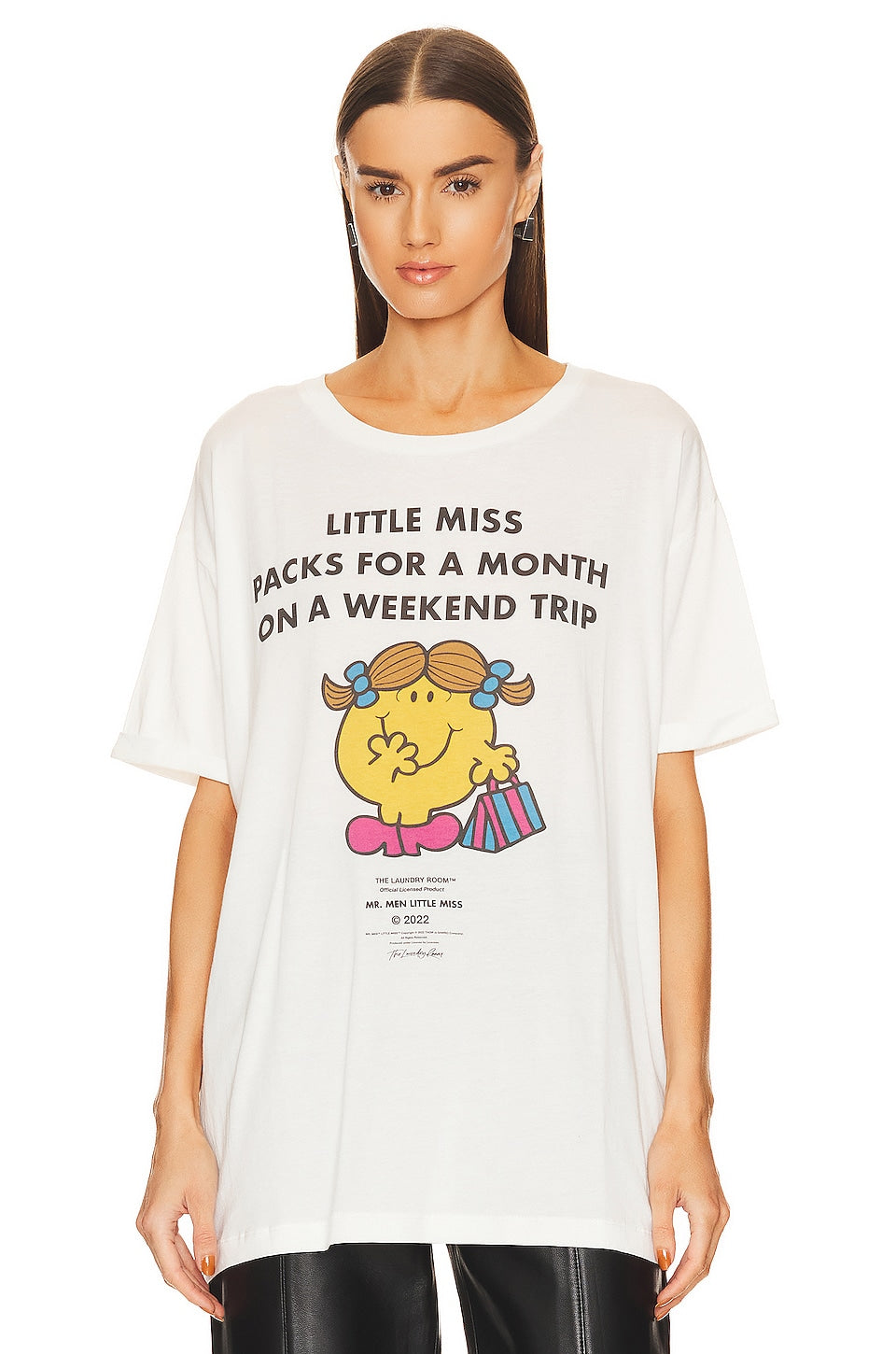 The Laundry Room Little Miss Weekend Oversized Tee in White Size Small