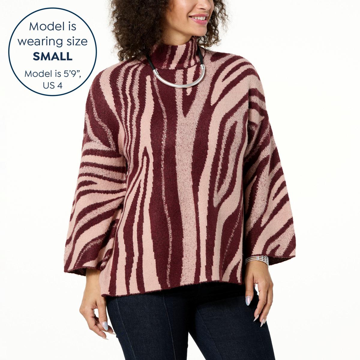 Marla Wynne Collection Marbleized Jacquard Pullover Sweater In Burgundy