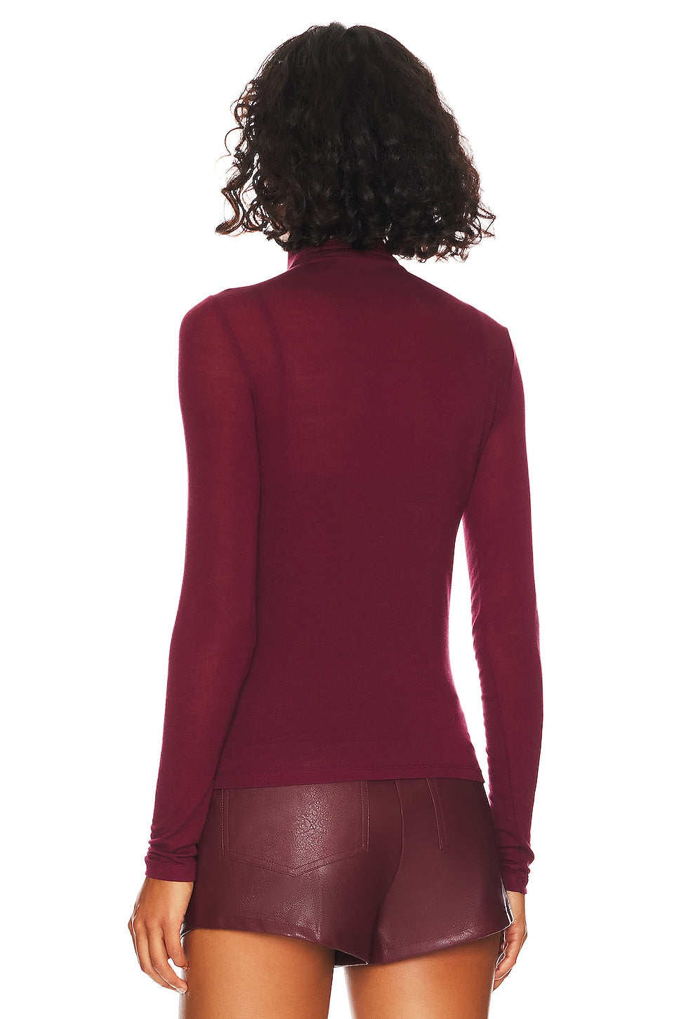 Vince Double Layer Mock Neck in Plum Wine SIZE X-SMALL